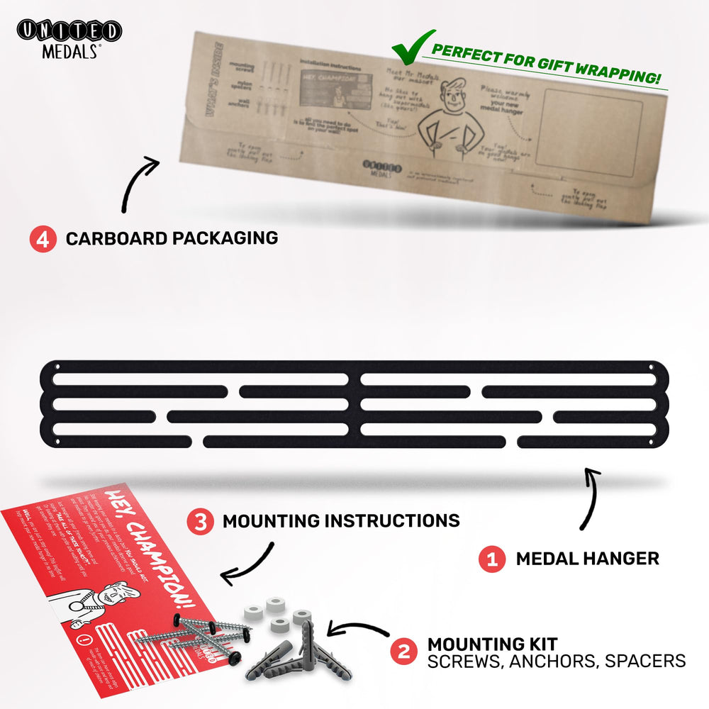 United Medals included screws anchors and spacers illustrating easy installation