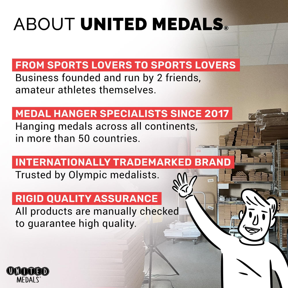 United Medals detailed view of three bars showing tangle-free arrangement benefit