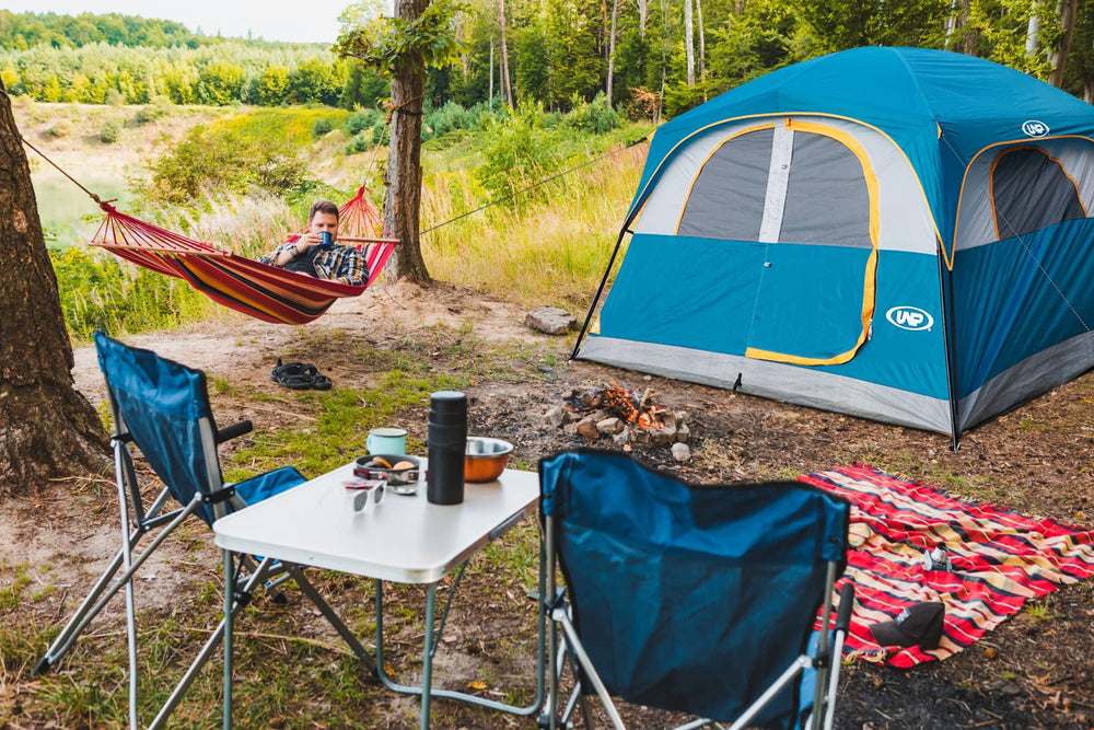 unp family campsite lifestyle scene showing comfortable group camping and convenience