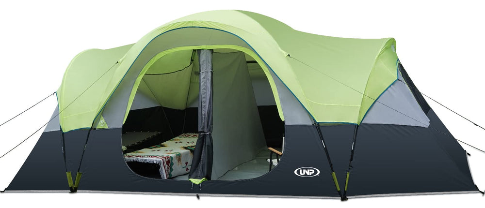 unp front exterior view showing tent doorway and awning for easy access