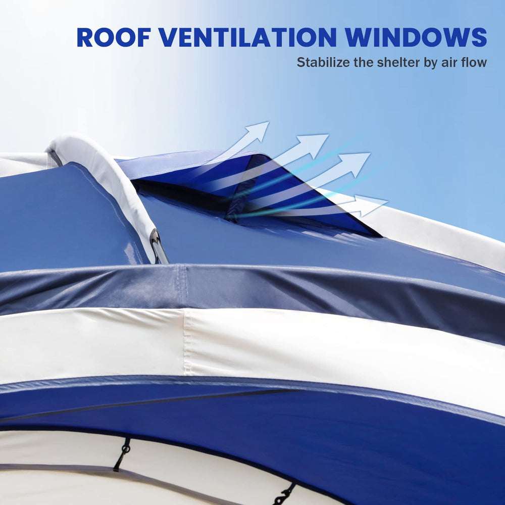 UNP in-use at beach with family showing comfortable shaded area benefit