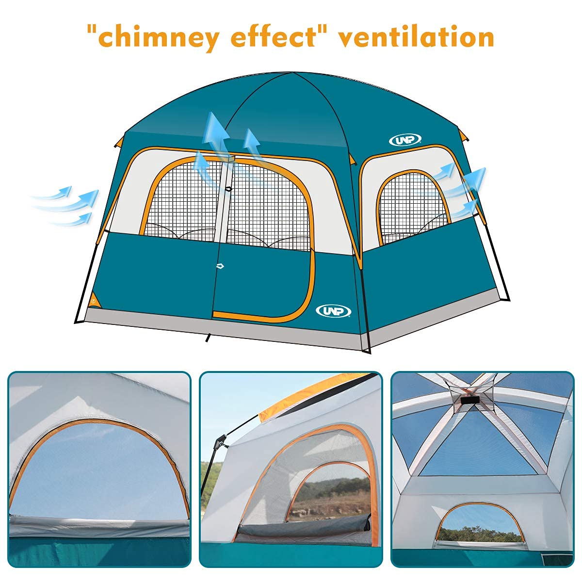 unp large mesh door open for ventilation and easy entry during campsite use
