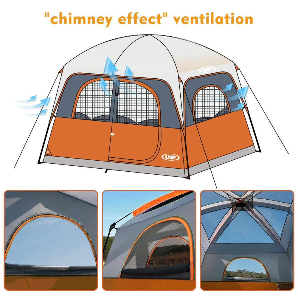 UNP tent close-up of mesh windows and door for ventilation benefits