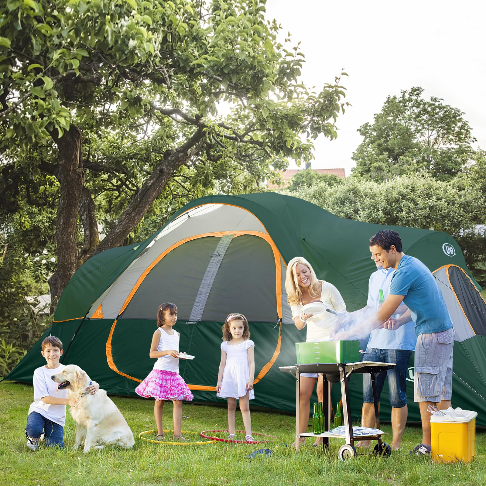unp tent with queen mattress inside illustrating space for multiple beds