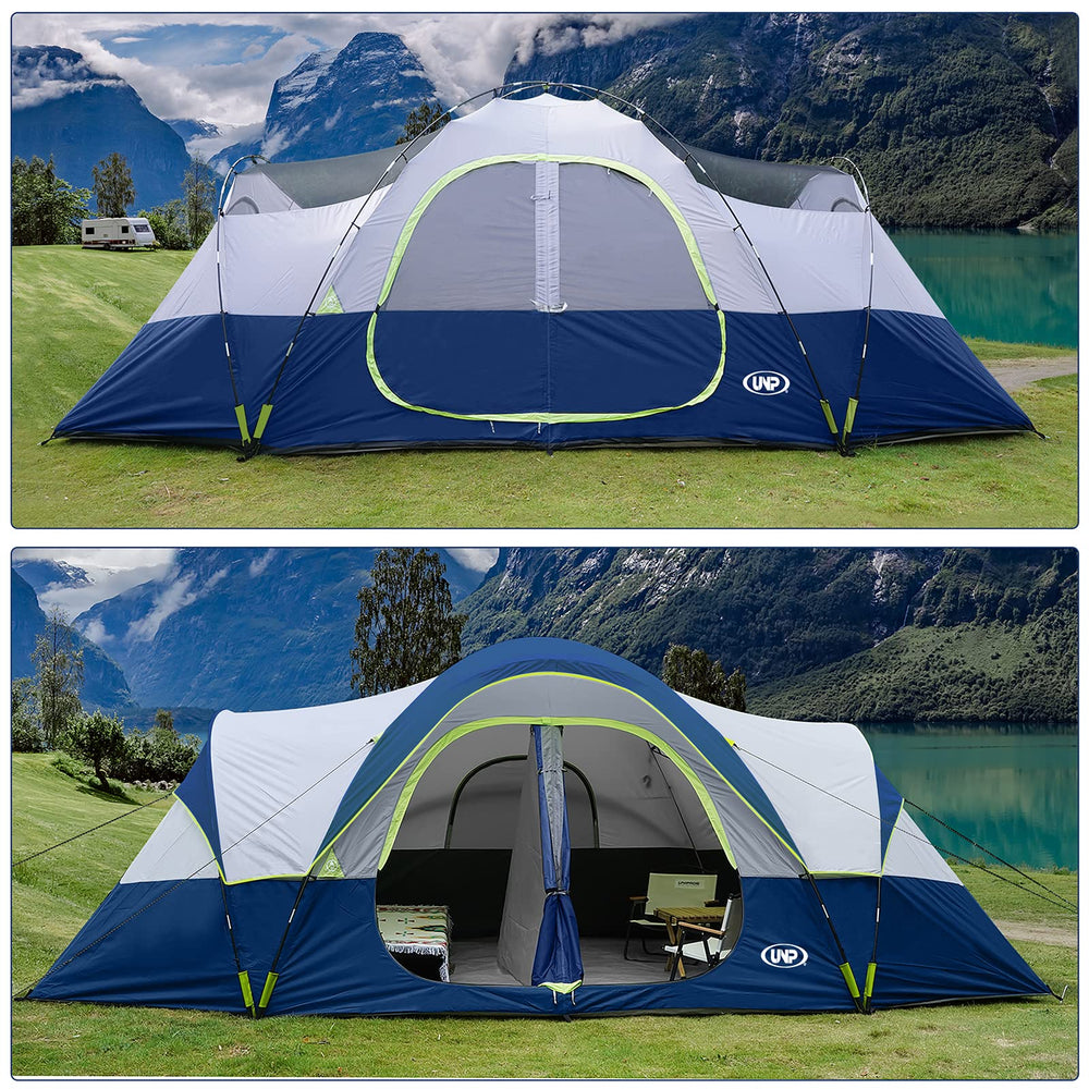 UNP tent interior with three queen air mattresses to demonstrate sleeping capacity