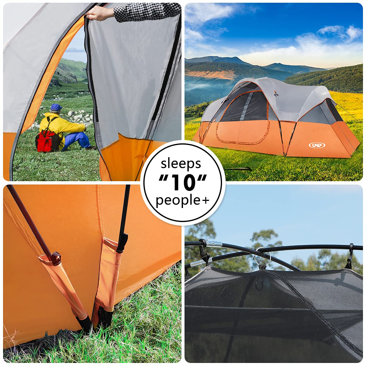 unp size comparison family showing tent footprint and scale for ten people