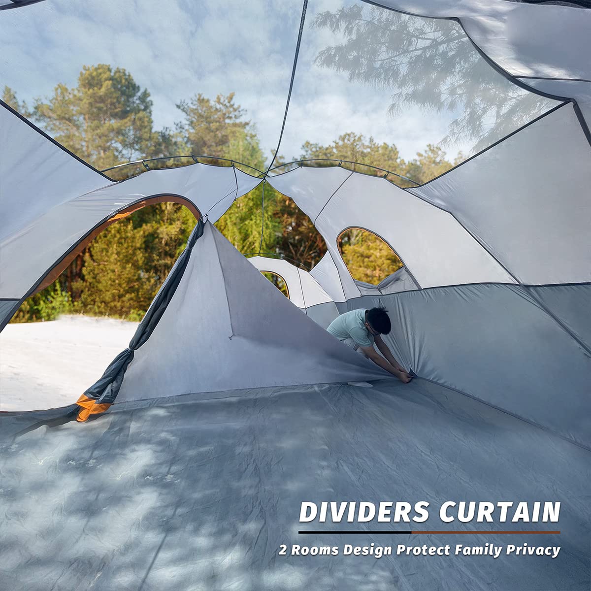 unp tent size scale with people showing capacity and comfortable headroom