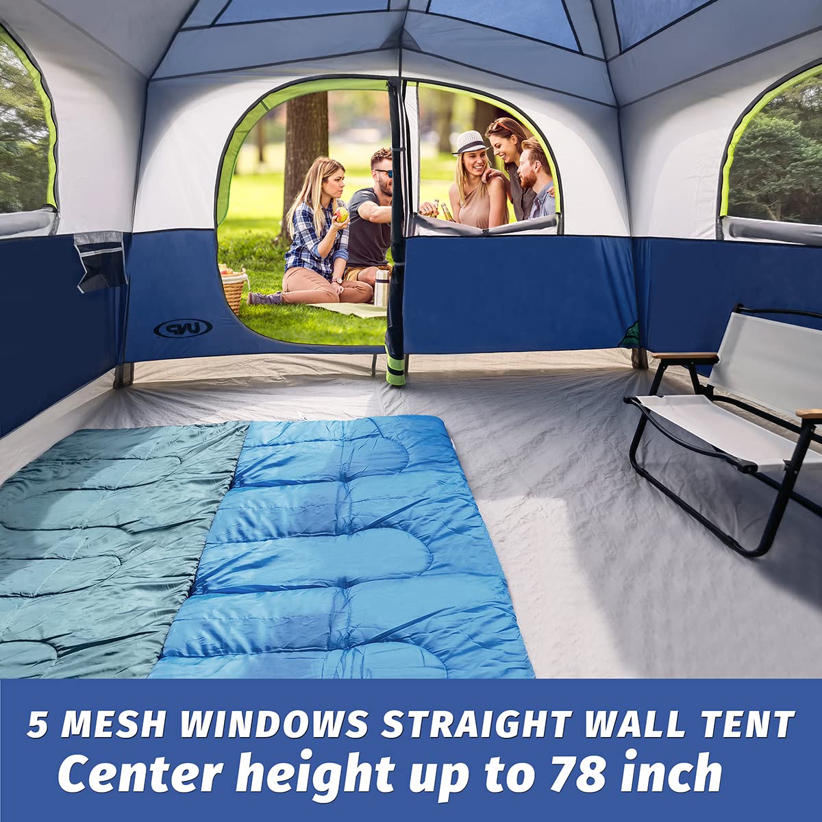 UNP tent pitched at campsite illustrating family comfort and outdoor use