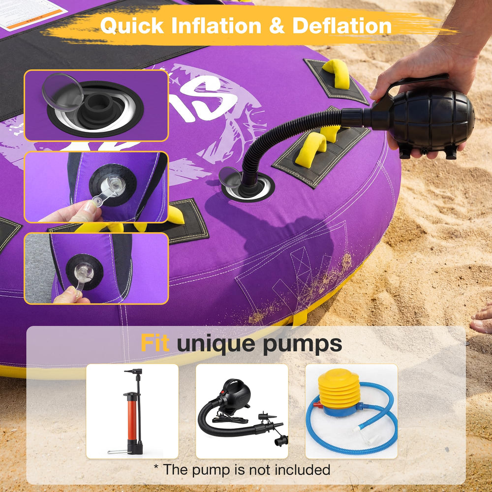 UPHYB tube in use with three riders illustrating group fun stability