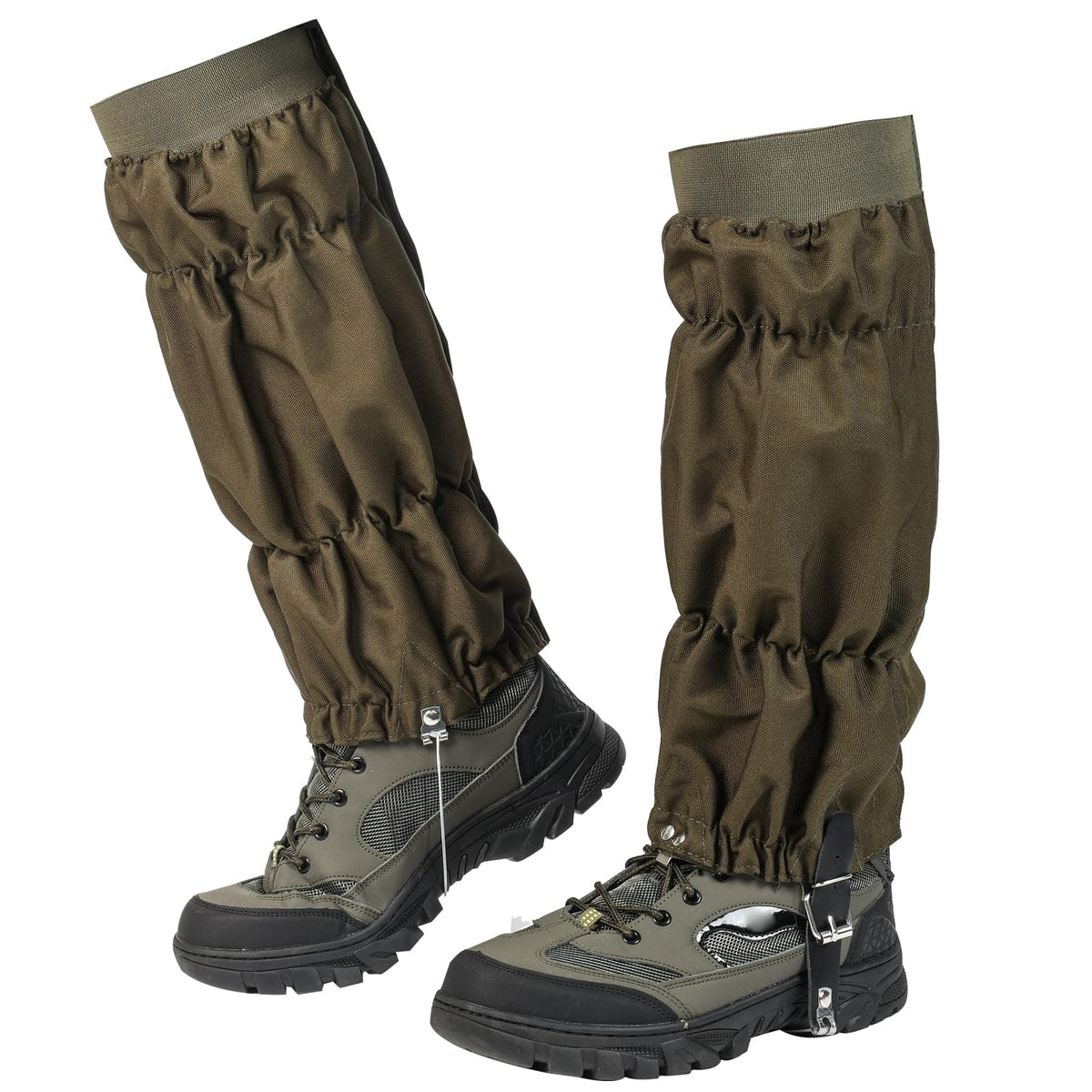 Uponauot front view gaiters showing full coverage and waterproof benefit