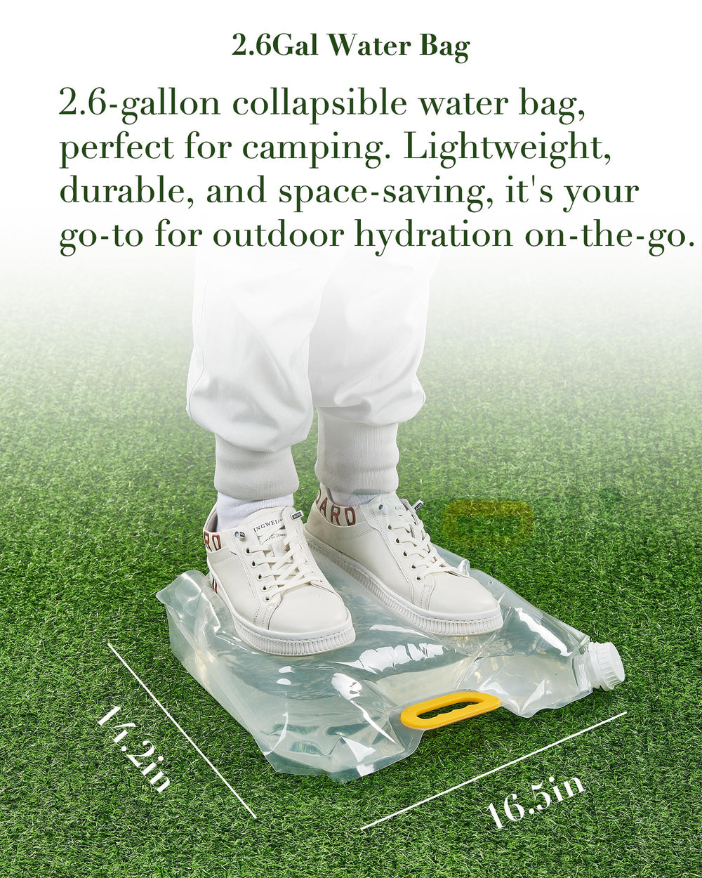 UPWOIGH jug and bag side-by-side size comparison showing scalable water capacity