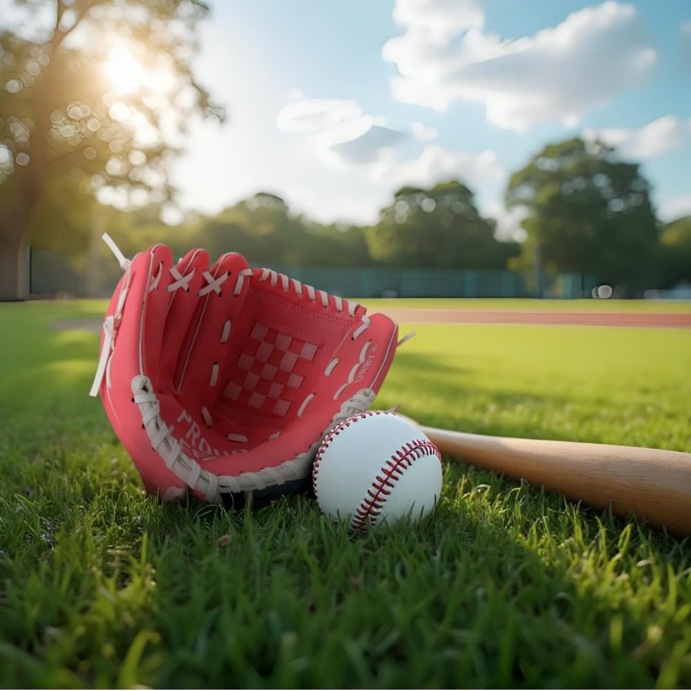Urby glove on grass field showing game-ready youth baseball use