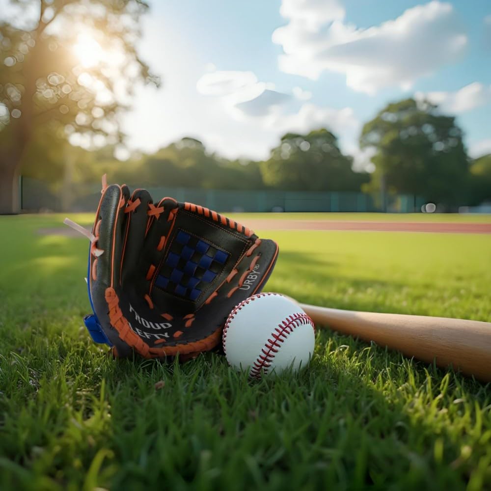 Urby glove in backyard practice scene encouraging confidence-building play