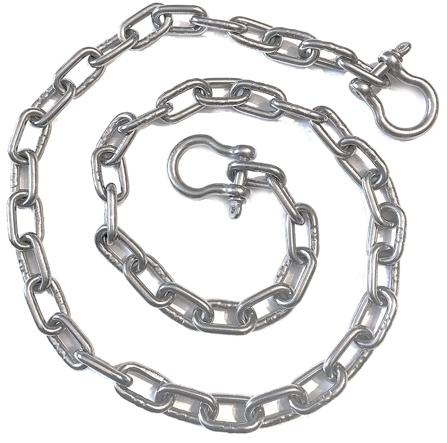 US Stainless front view of chain and shackles showing complete set and fit