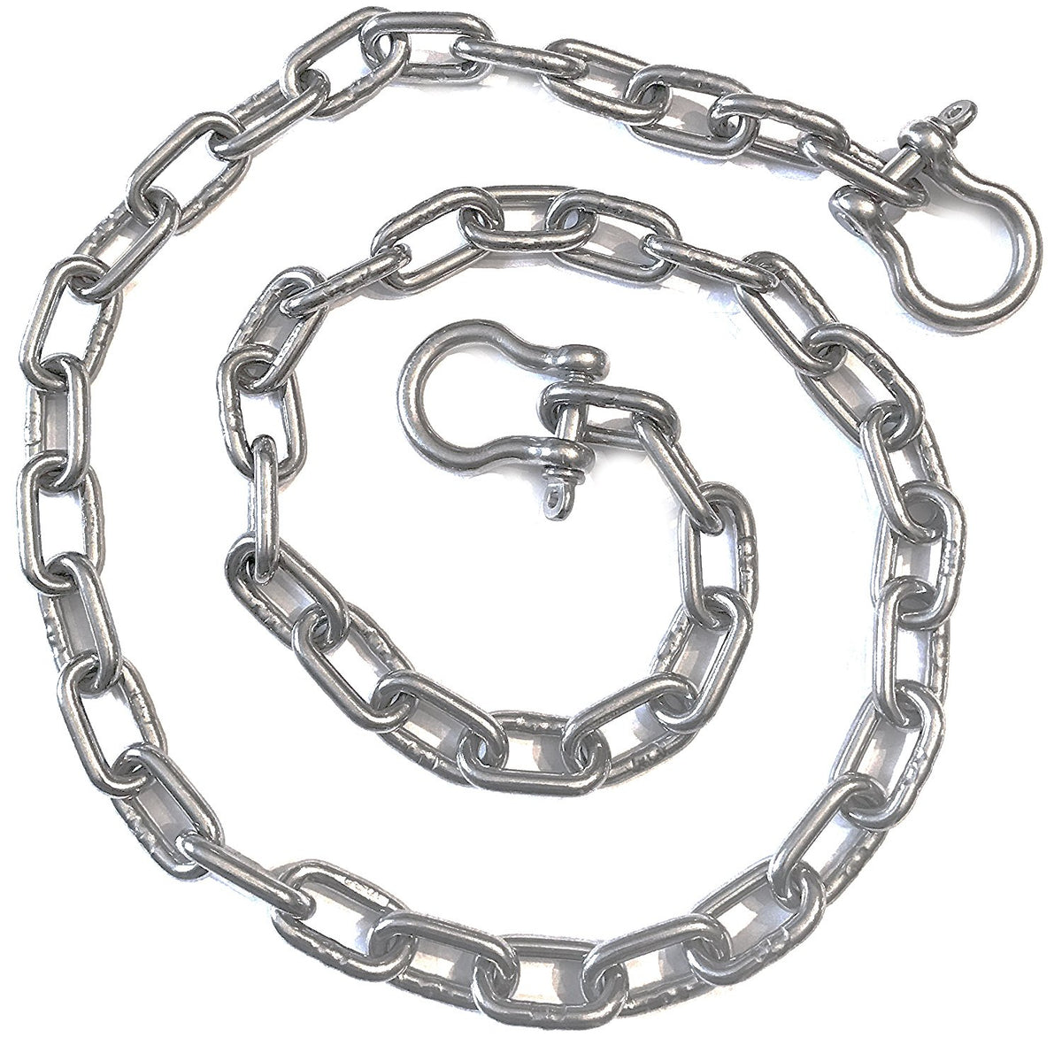 US Stainless front view of chain and shackles showing complete set and fit