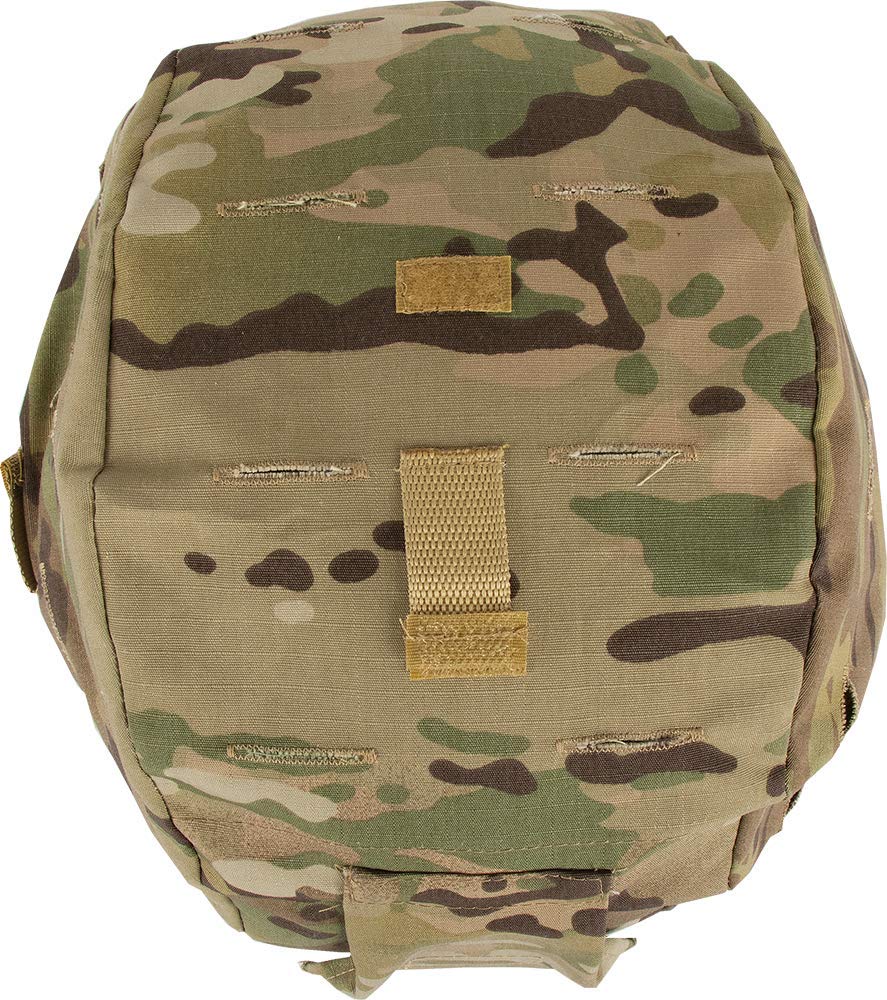 USGI Industries cover on helmet beside ruler showing size and scale