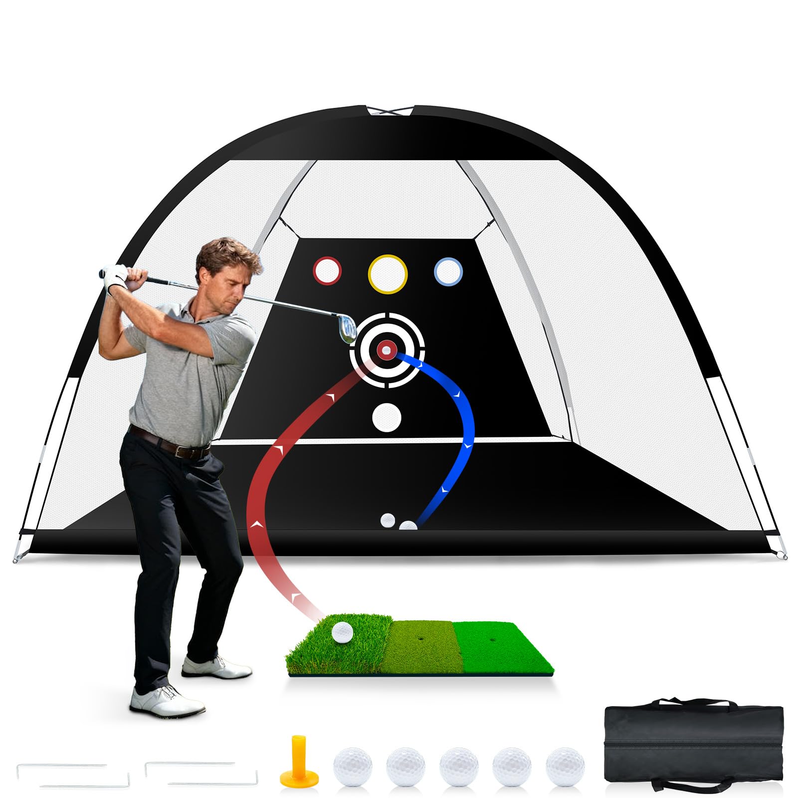 USHJNV front view of 10x7ft net showing large hitting area and targets benefit repetition