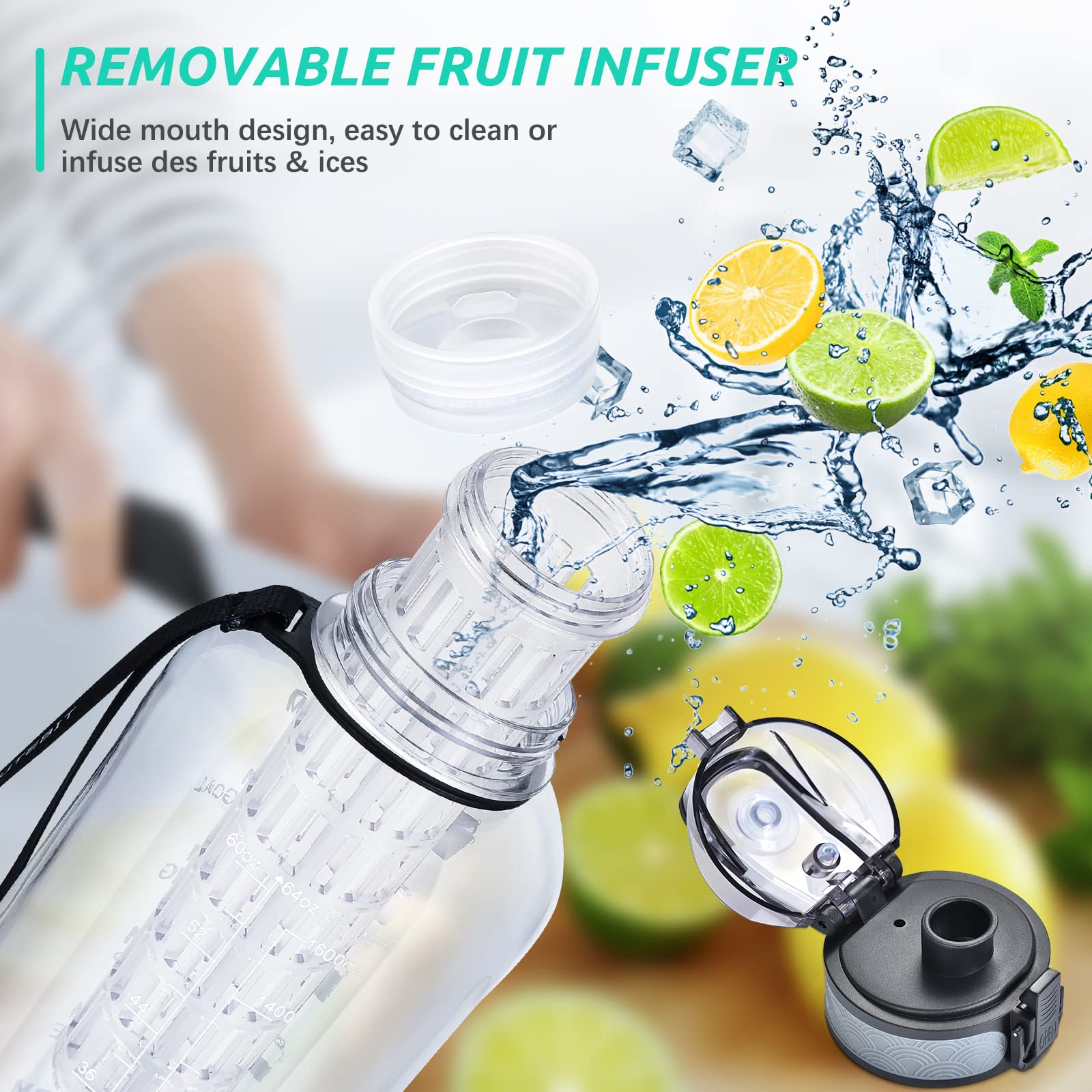 UTEBIT detachable fruit chamber removed to show strainer and infusion benefit