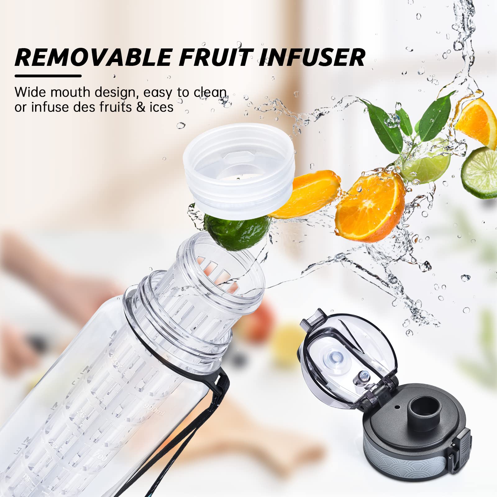 UTEBIT infuser closeup showing removable fruit chamber for fresh flavor