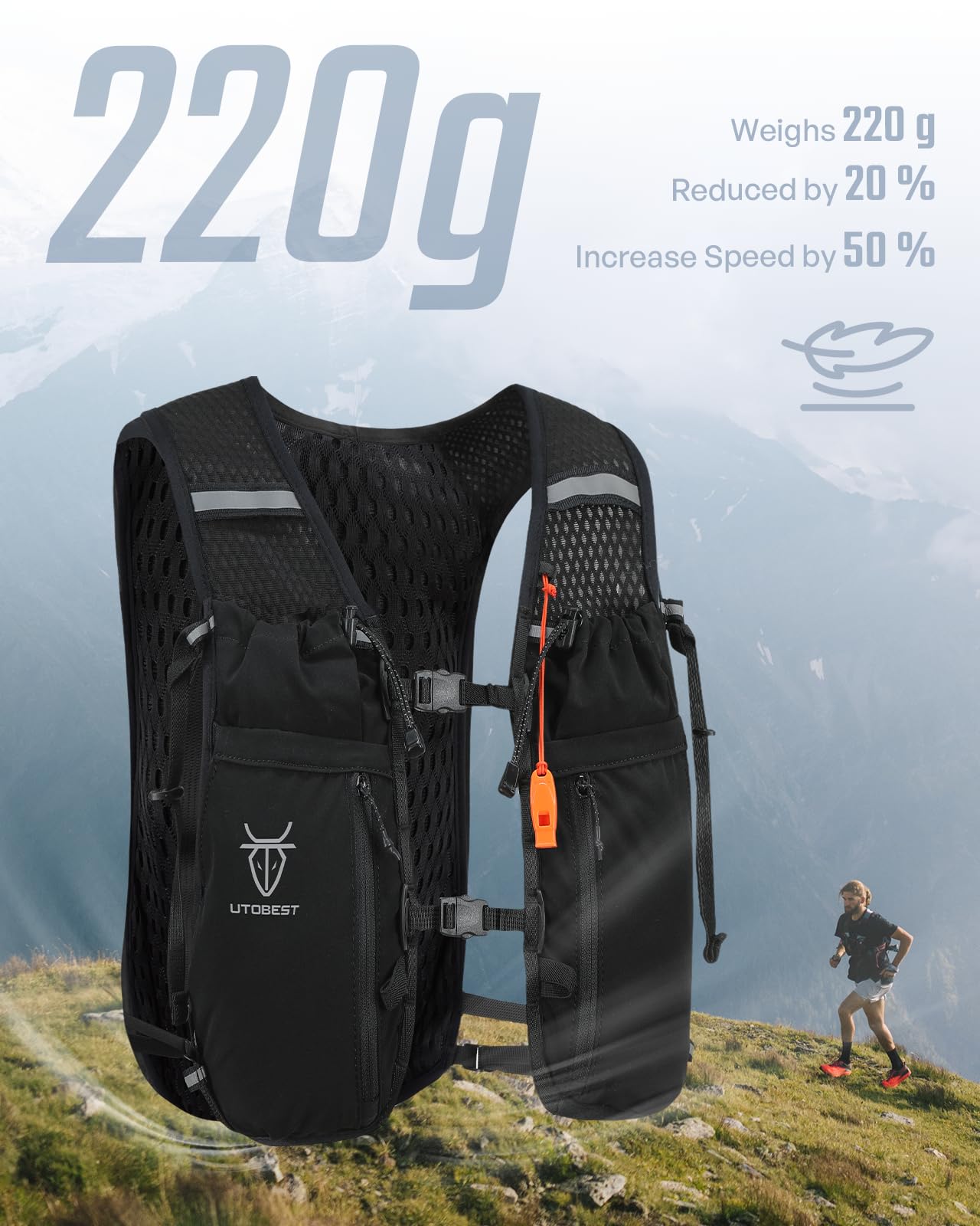 UTOBEST adjustable side straps and chest buckles for secure fit