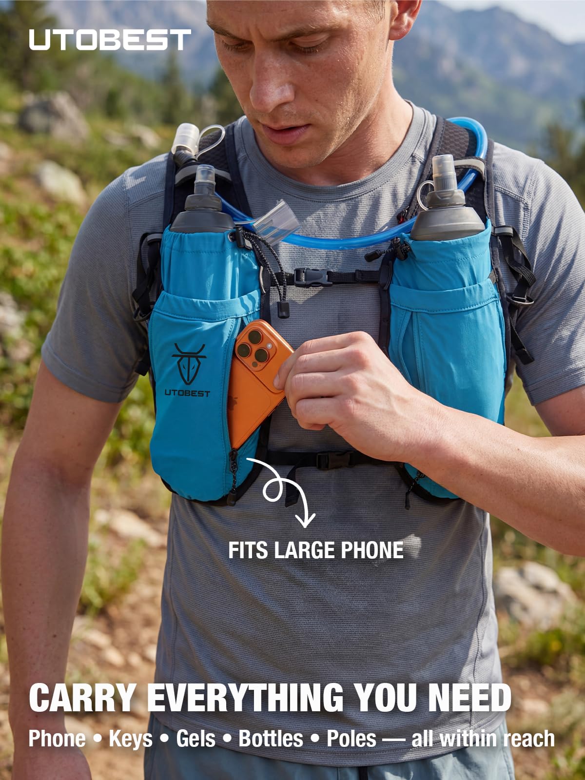 UTOBEST trekking pole loops and attachment points for hands-free trail gear carry