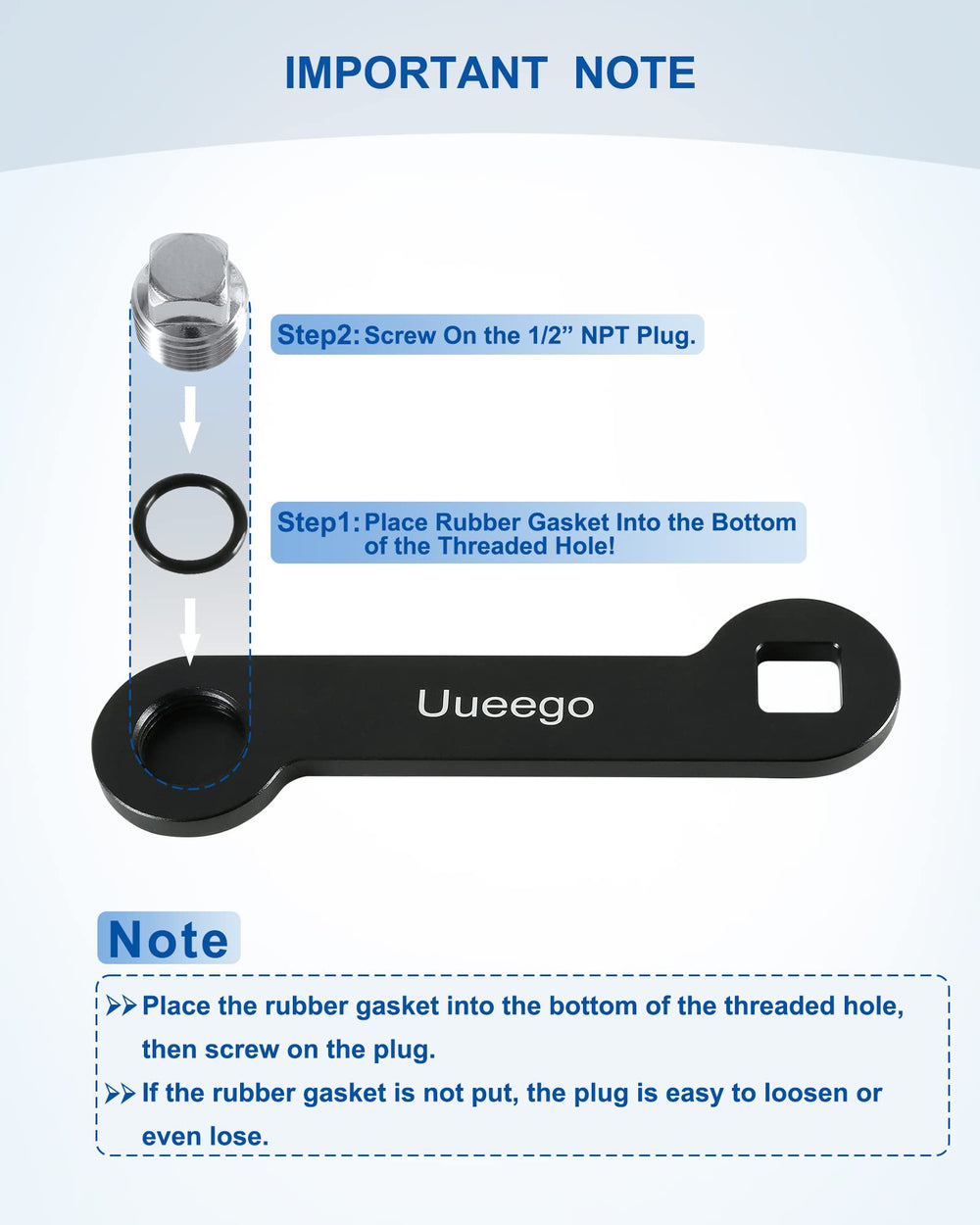 uueeGo wrench held in hand to show compact size and lightweight aluminum construction