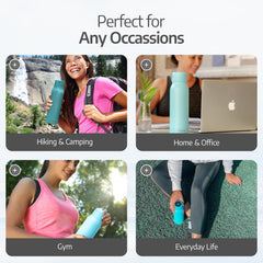 UVBRITE bottle in a hiker's hand showing travel use and reliable on-the-go sanitation