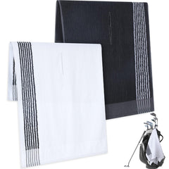 Vabean front view of both striped towels showing style and coverage benefit