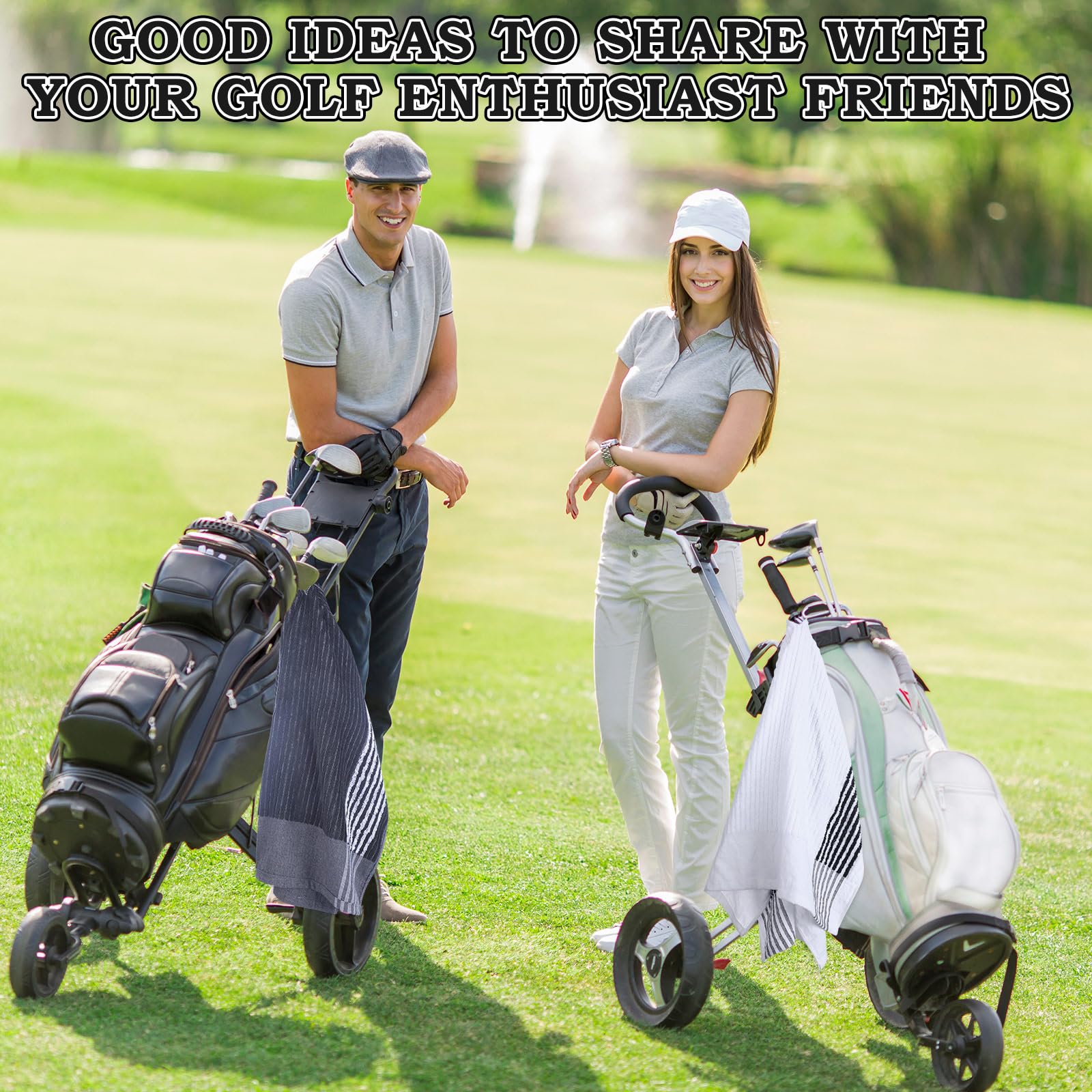 Vabean golfer using towel on the course for clean clubs and confident shots