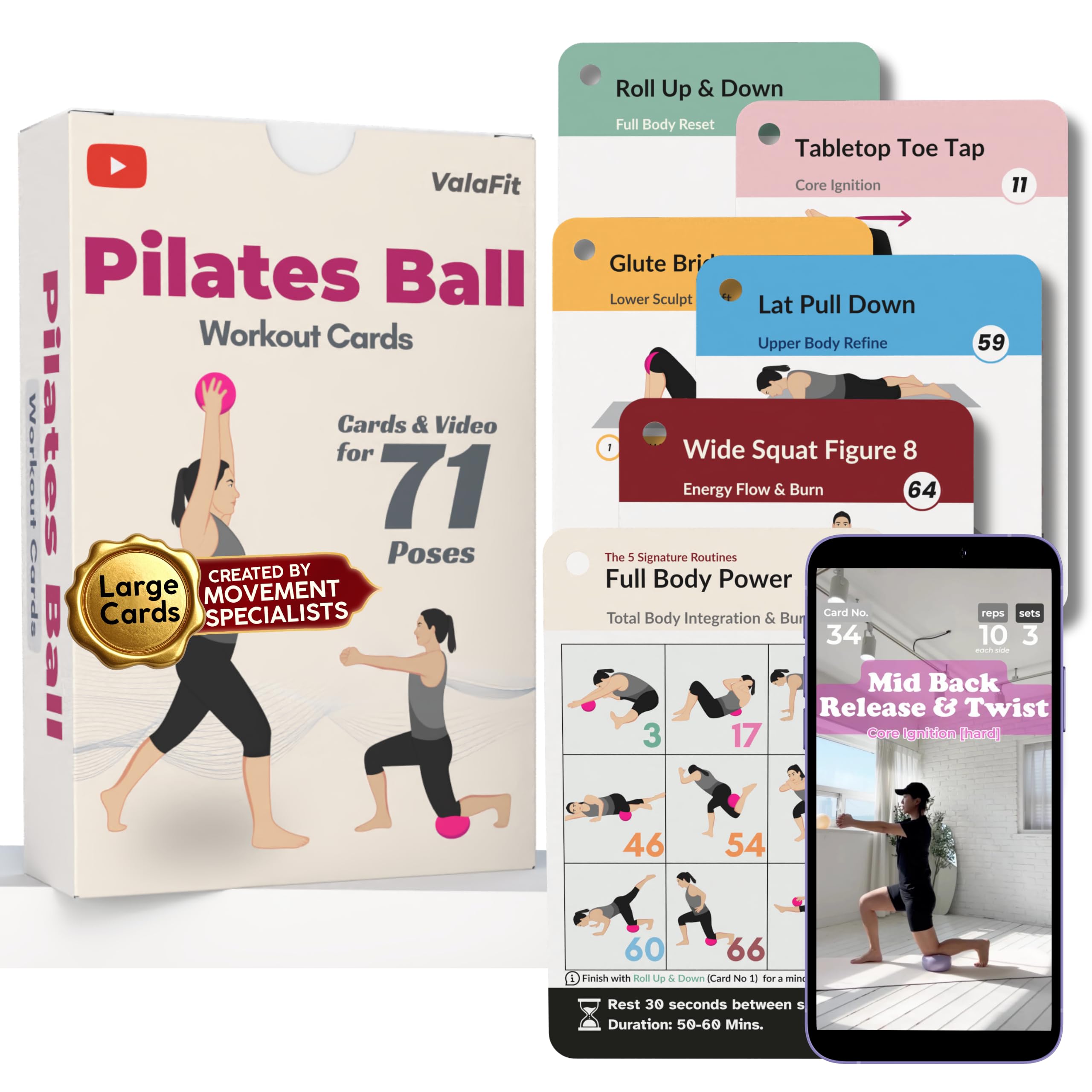 ValaFit front cover of card deck showing workout variety and easy organization