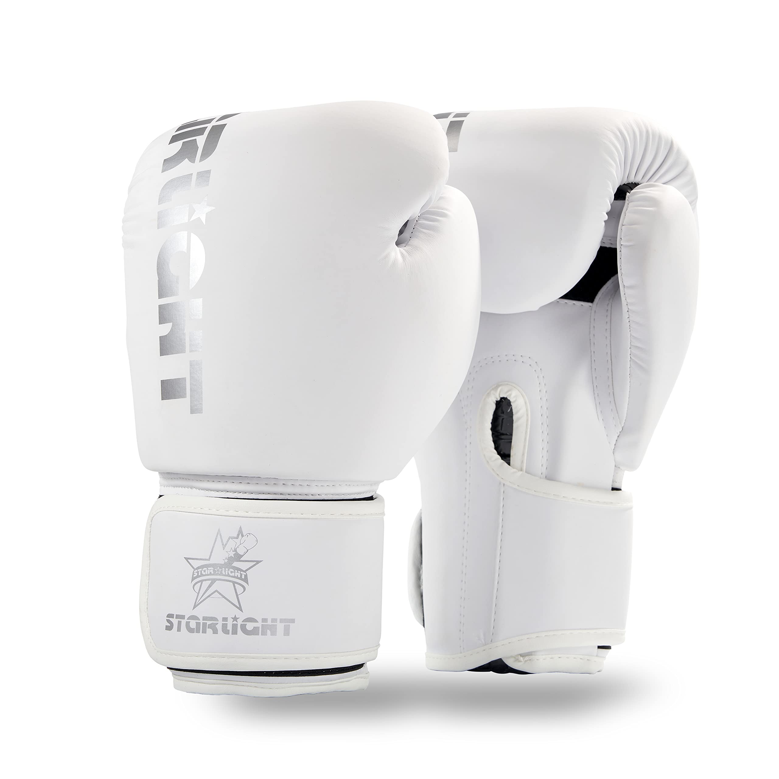 Valchiria glove front view showing white silver design and professional look