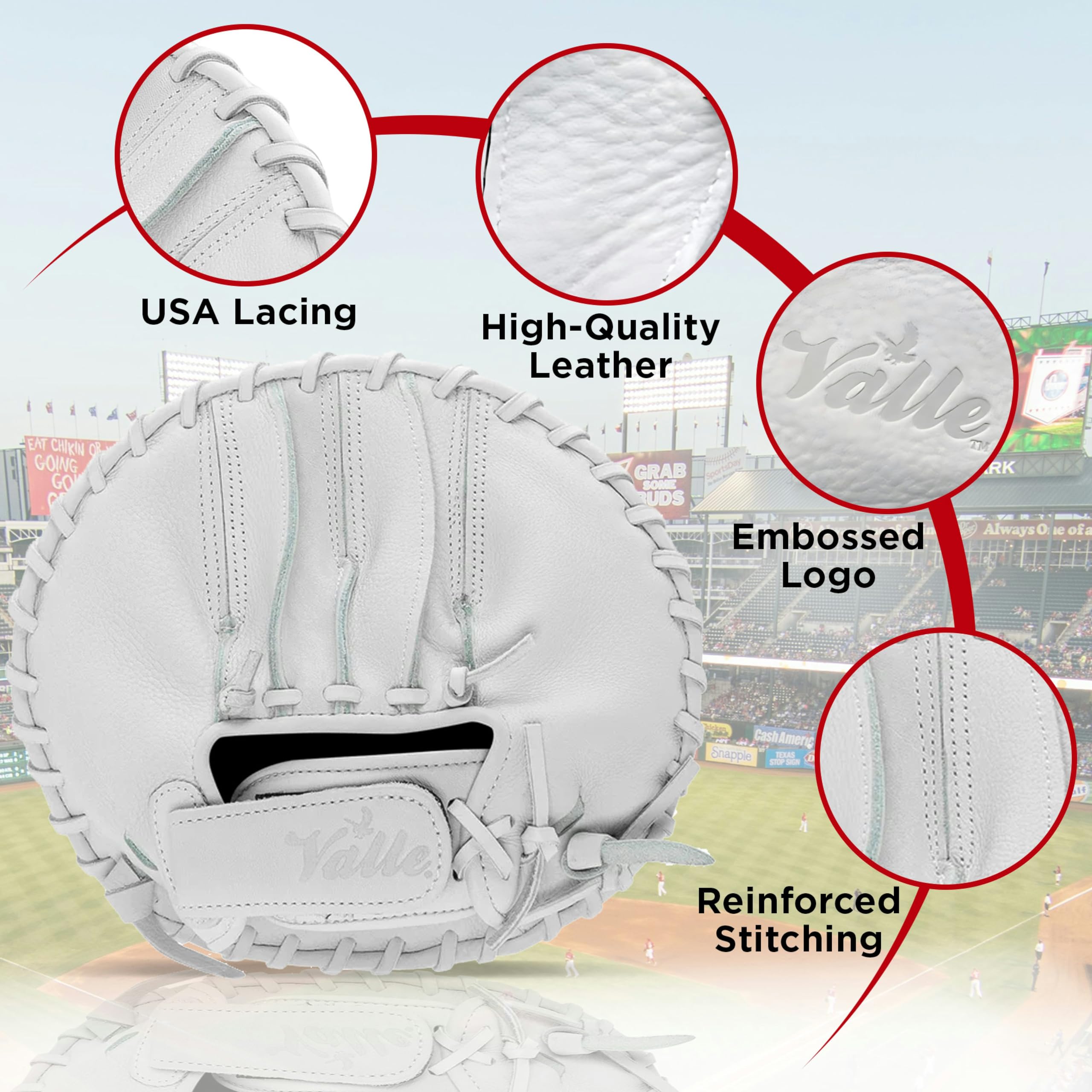 Valle white leather close-up highlighting soft durable texture for repeated practice