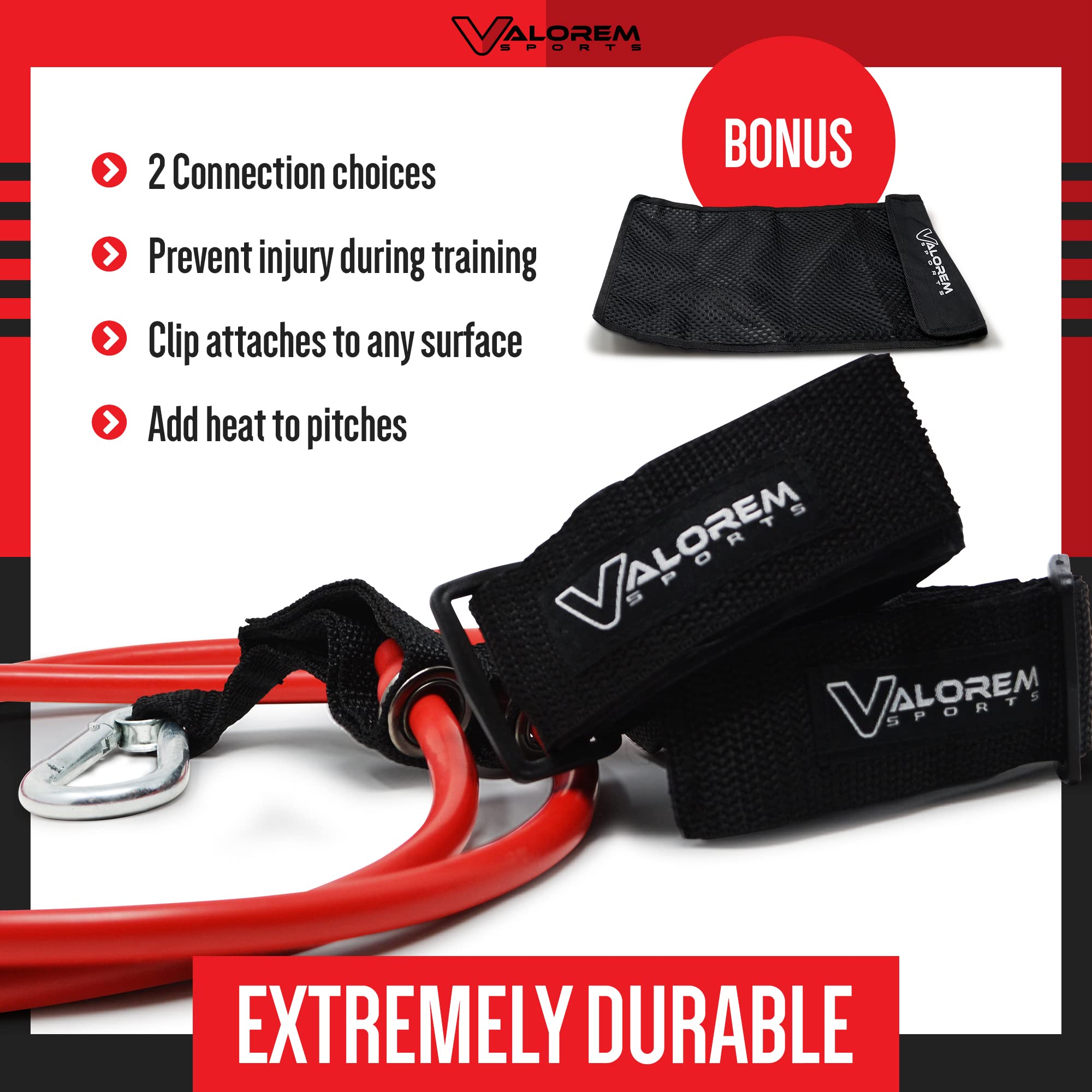 Valorem Sports carry bag open with balls and bands inside, emphasizes convenient storage