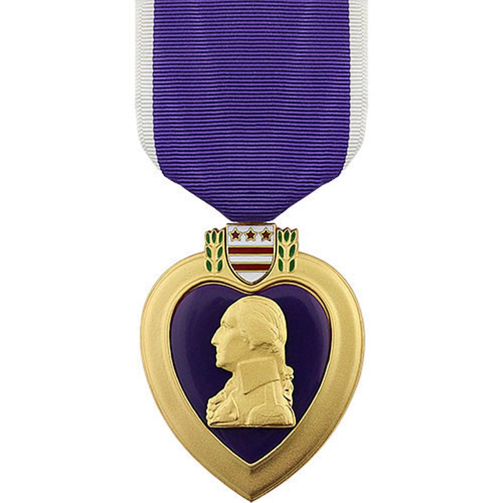 Vanguard Purple Heart front view showing George Washington profile and authentic detailing for display