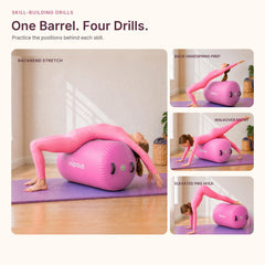 vapaus barrel in use during back handspring practice providing cushioned support