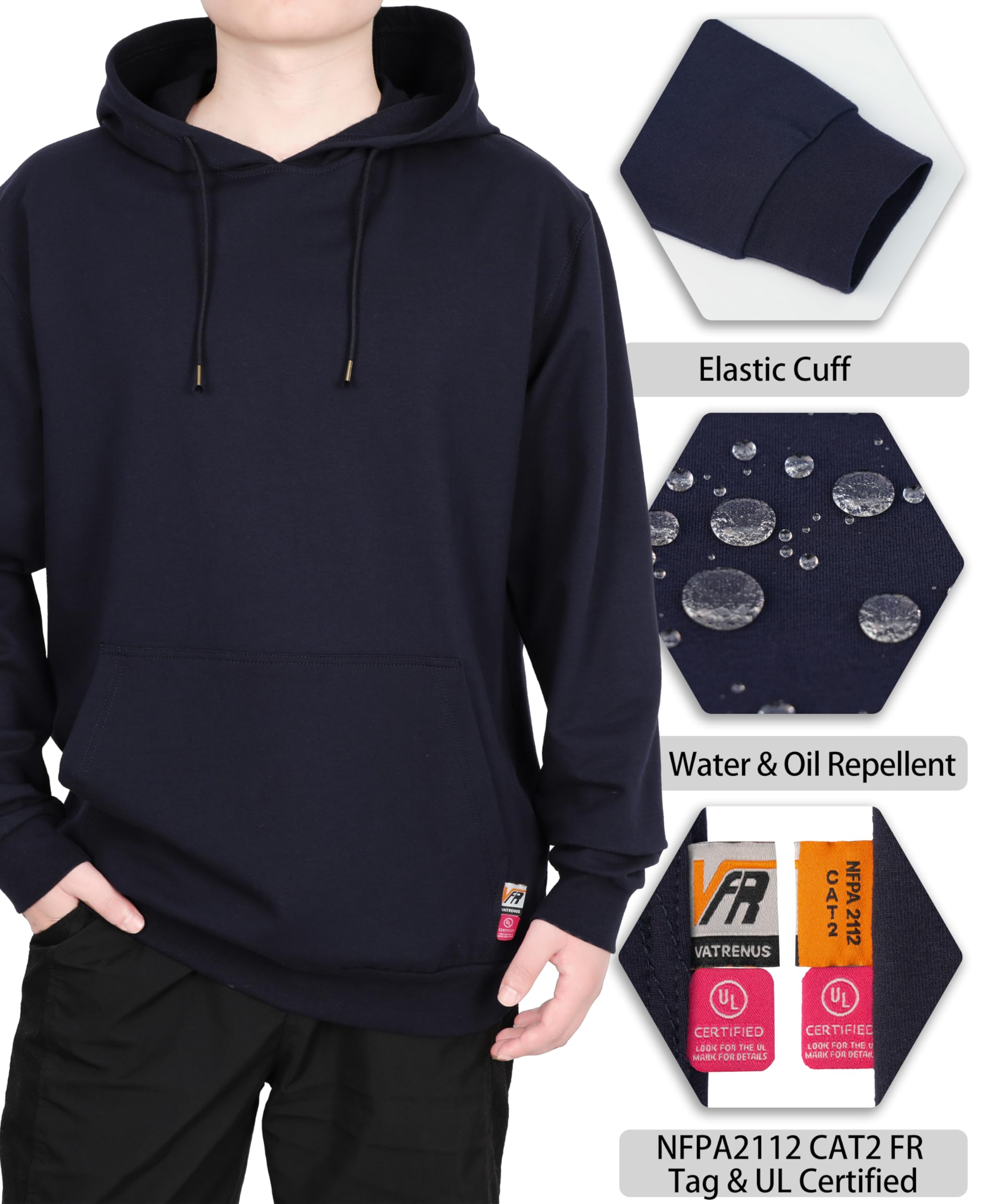 VATRENUS fabric closeup texture highlighting 7.5oz cotton fleece durability