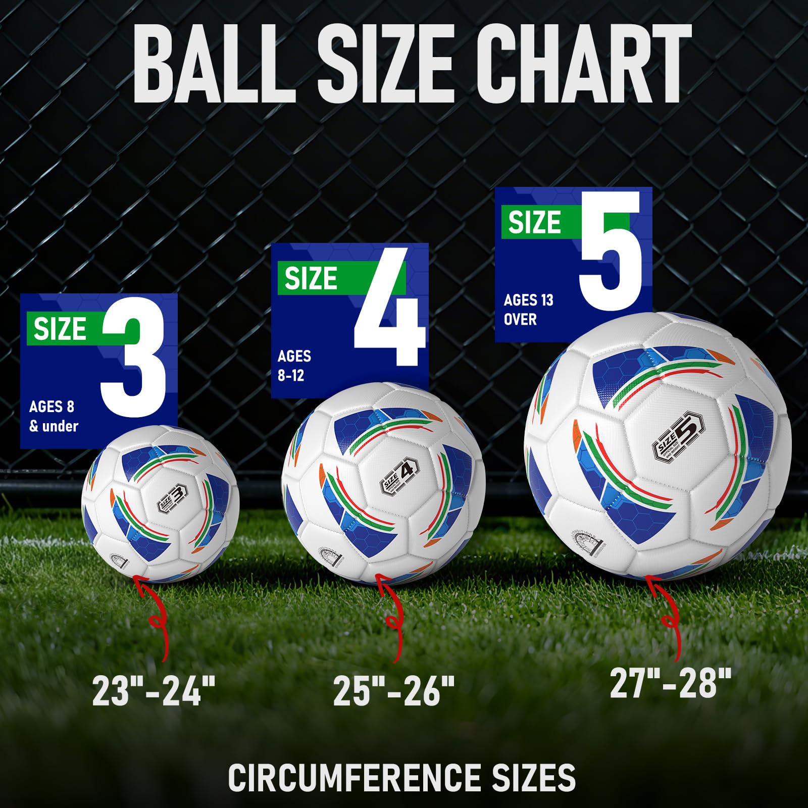 VAVOSPORT size comparison of balls sizes 3 4 5 — choose right size and control
