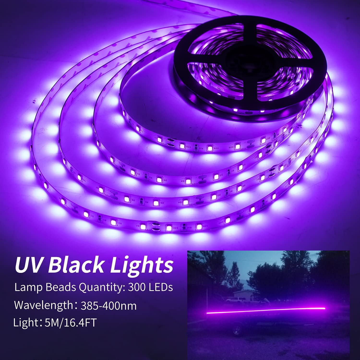 Vbakor close-up of 5050 LED chips on strip highlighting bright UV output and durable coating
