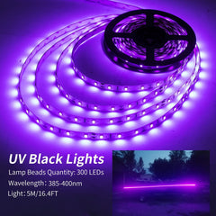 Vbakor close-up of 5050 LED chips on strip highlighting bright UV output and durable coating