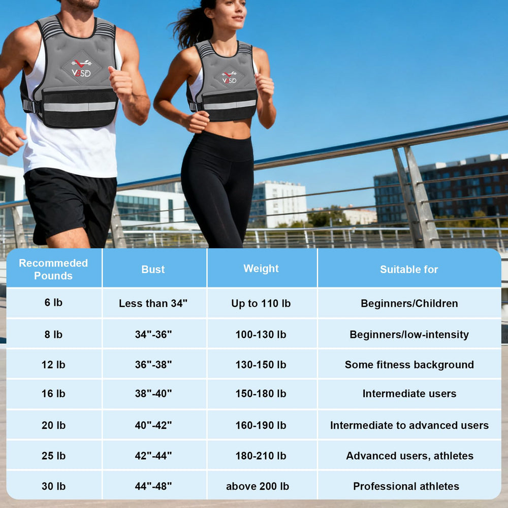 VBSD vest beside ruler showing size and weight scale for easy fit comparison