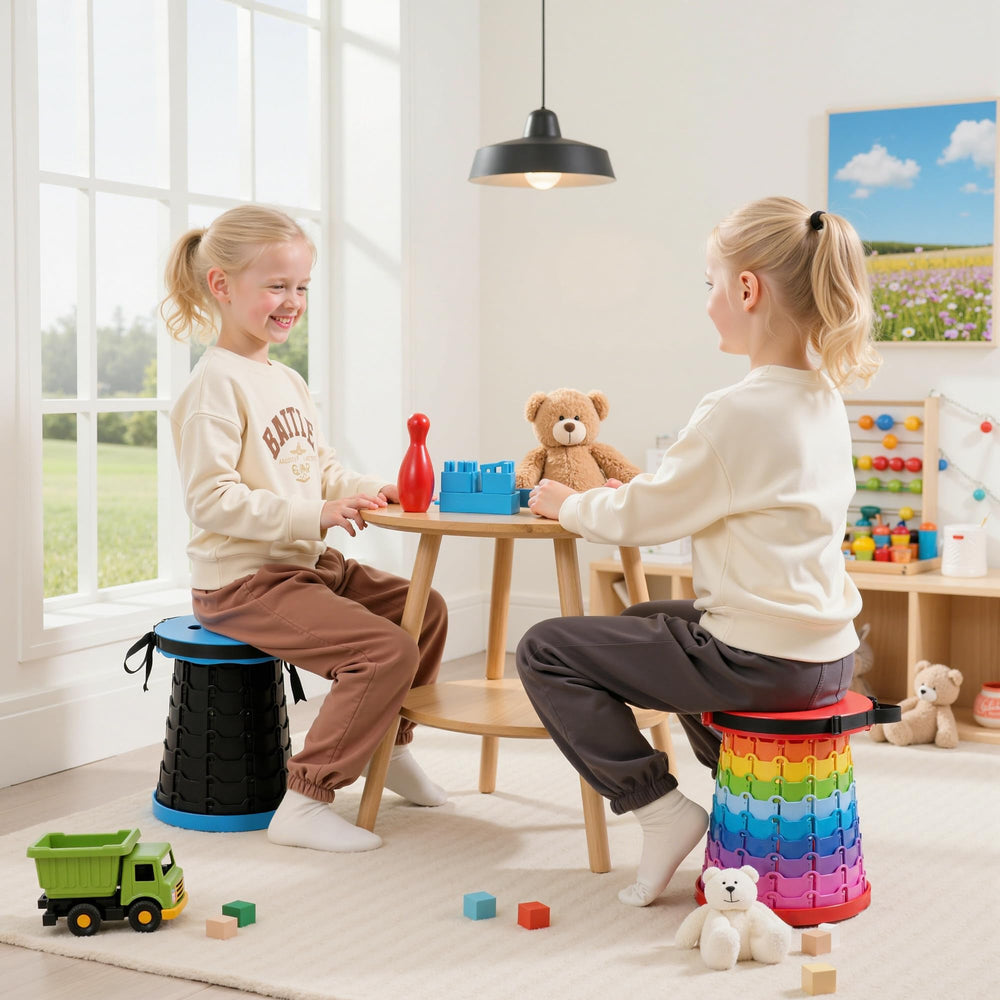 VECELO expanded stool side profile demonstrating stable seating and height range