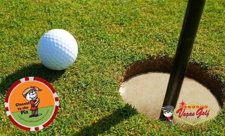 Vegas Golf chips arranged on a tee box ready to start a hole for fun