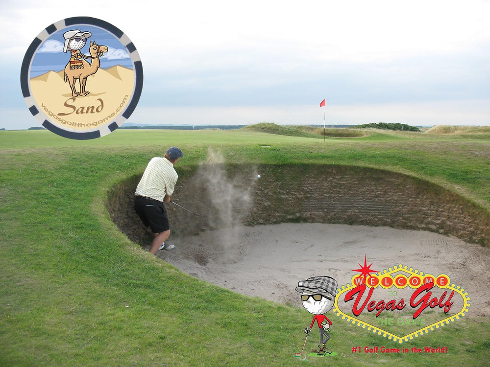 Vegas Golf chips stored in a golf bag pocket for easy-course portability