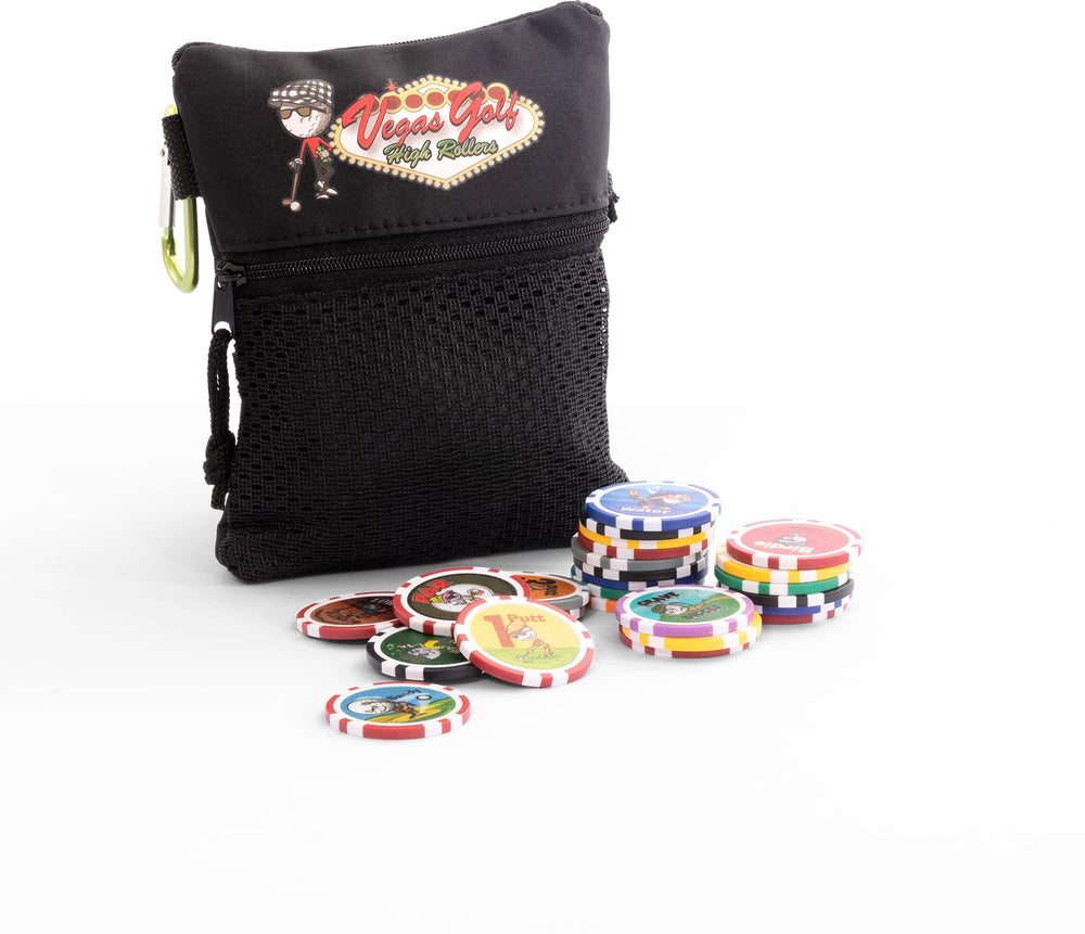 Vegas Golf color-coded chip collection displayed for easy recognition and fast play