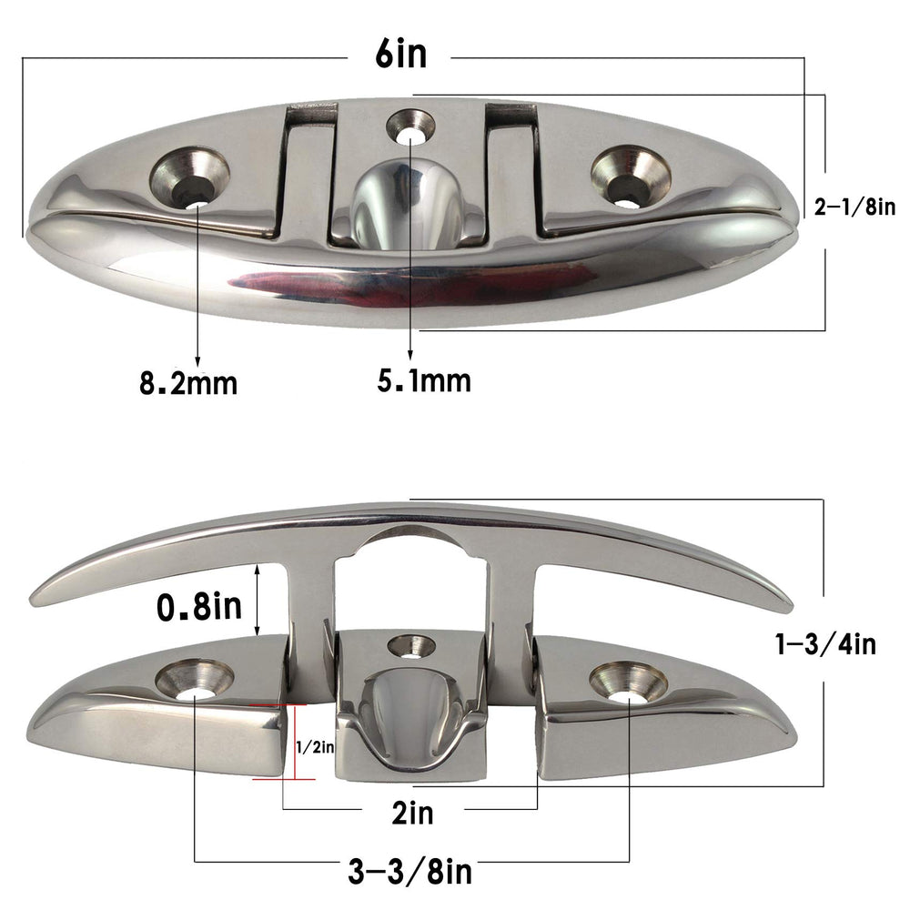 VEITHI cleat folded profile low on deck preventing trip hazards and saving space