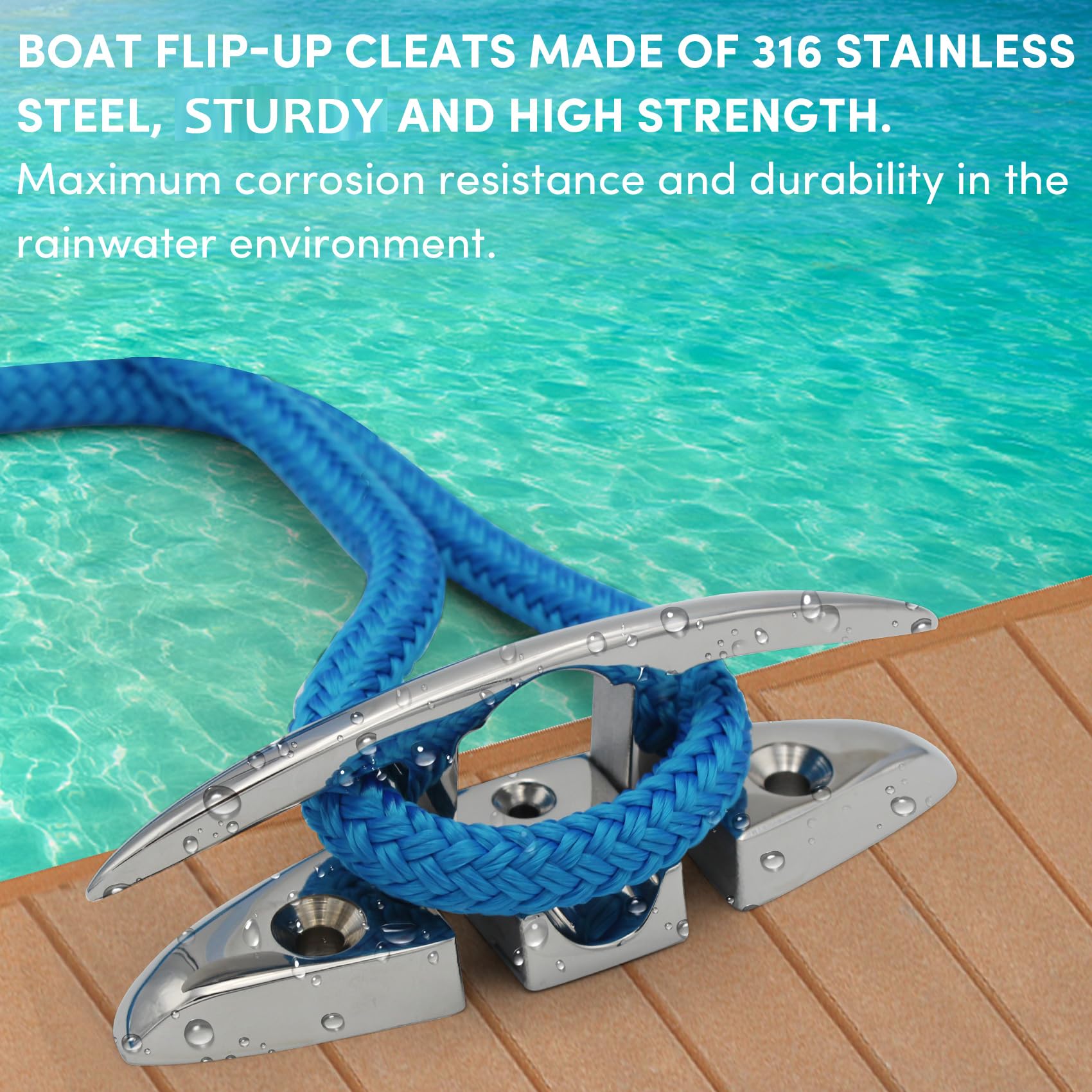 VEITHI cleat installed on deck demonstrating sleek appearance and functionality