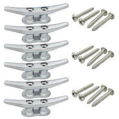 VEITHI front view of 4-inch galvanized dock cleat showing shape and finish for secure mooring