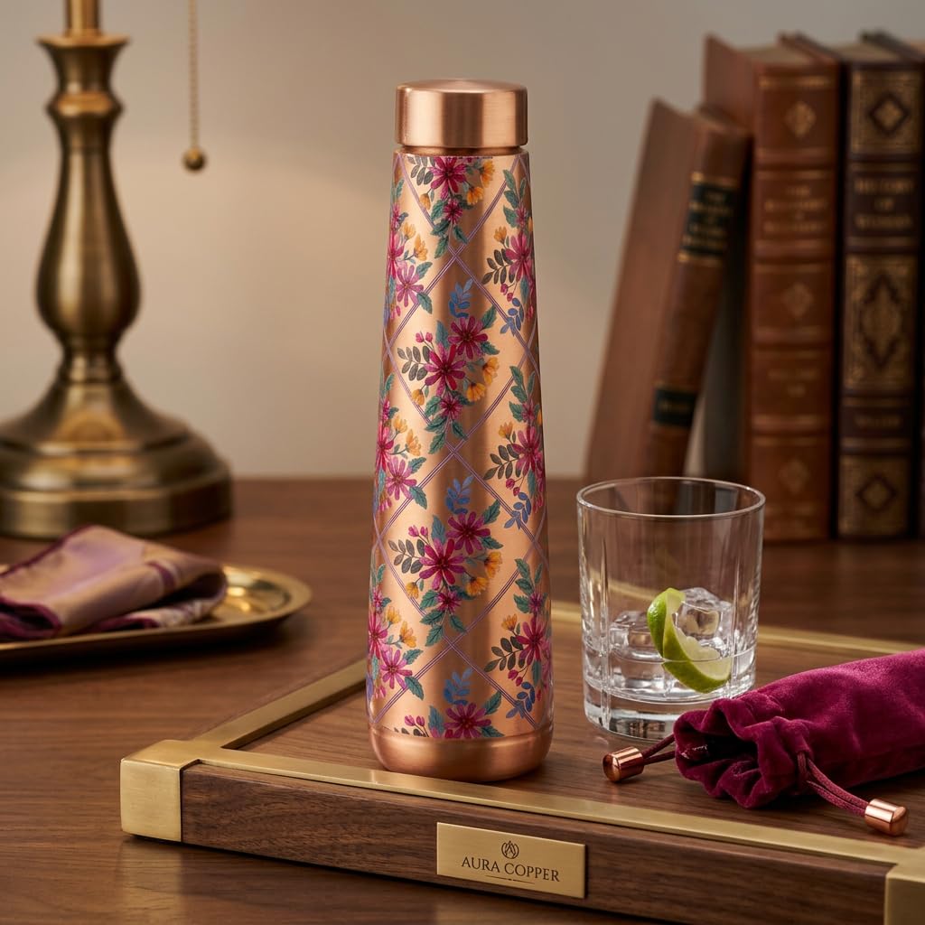 Velantic Copper bottle in office setting demonstrating convenient daily hydration benefit