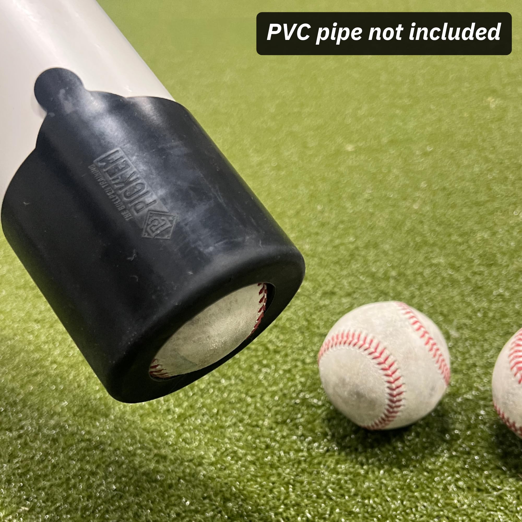 VELO by The Bullpen Training tipping pipe to empty baseballs into a bucket for faster cleanup