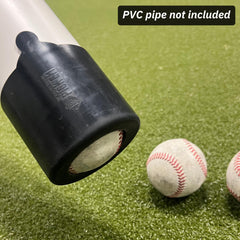 VELO by The Bullpen Training tipping pipe to empty baseballs into a bucket for faster cleanup